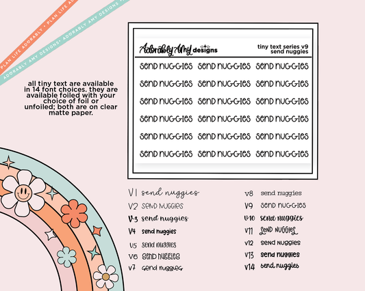 Foiled Tiny Text Series - Send Nuggies Checklist Size Planner Sticker Sheet