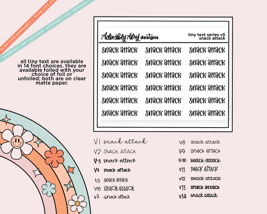 Foiled Tiny Text Series - Snack Attack Checklist Size Planner Sticker Sheet