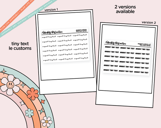 August LE Font Custom Foiled Tiny Text Sticker Sheet Planner Stickers