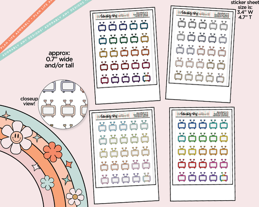 Rainbow Kawaii Televisions Doodled Icon Stickers