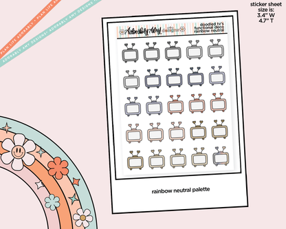 Rainbow Kawaii Televisions Doodled Icon Stickers