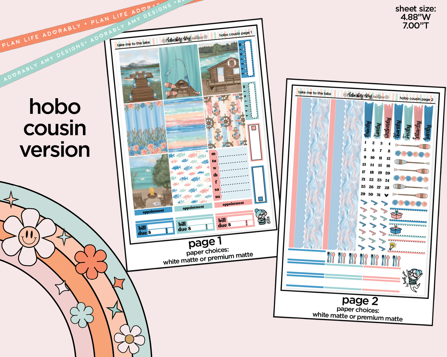 Hobonichi Cousin Weekly Take Me to the Lake Planner Sticker Kit for Hobo Cousin or Similar Planners