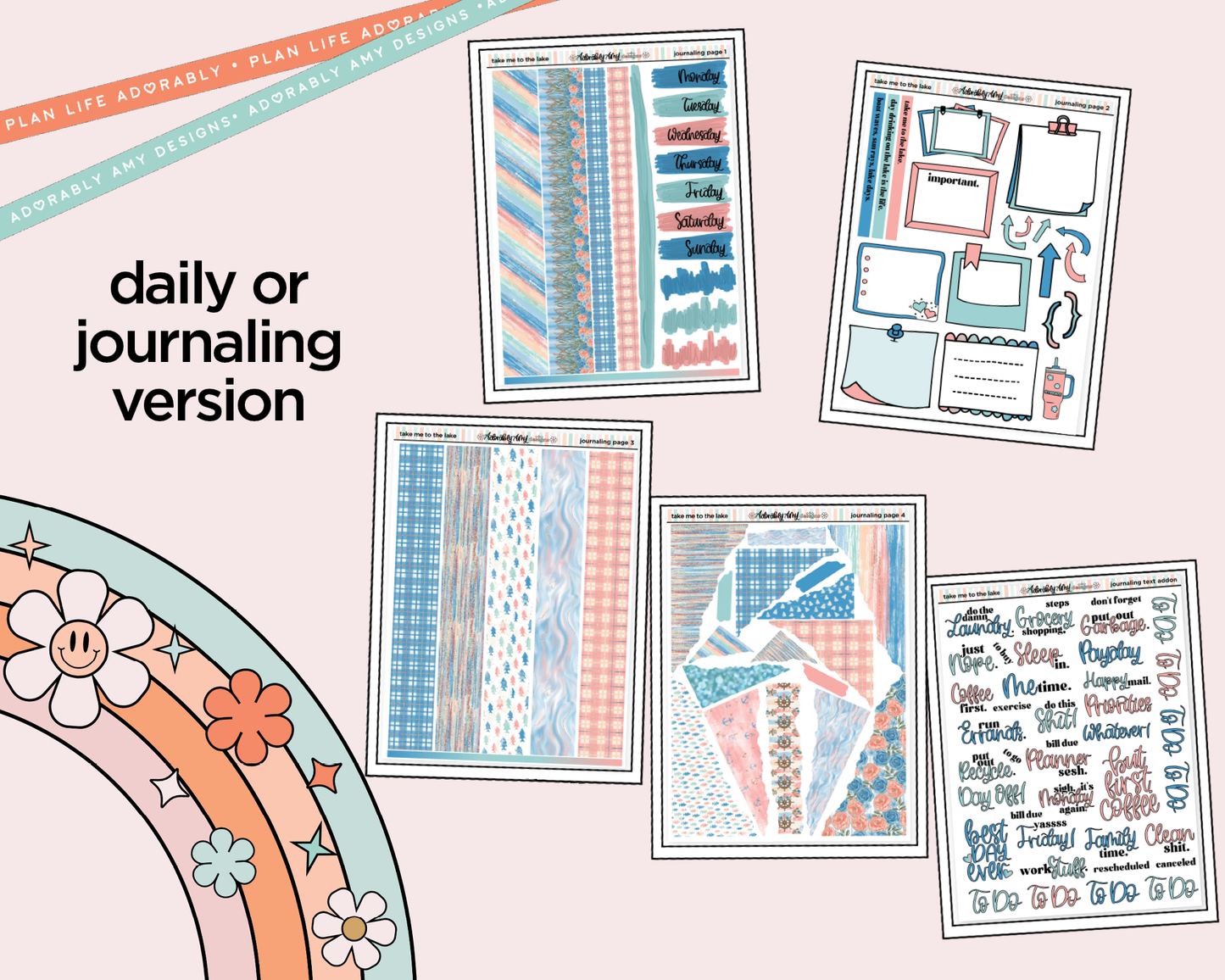 Journaling and Daily Planning Take Me to the Lake Planner Sticker Kit