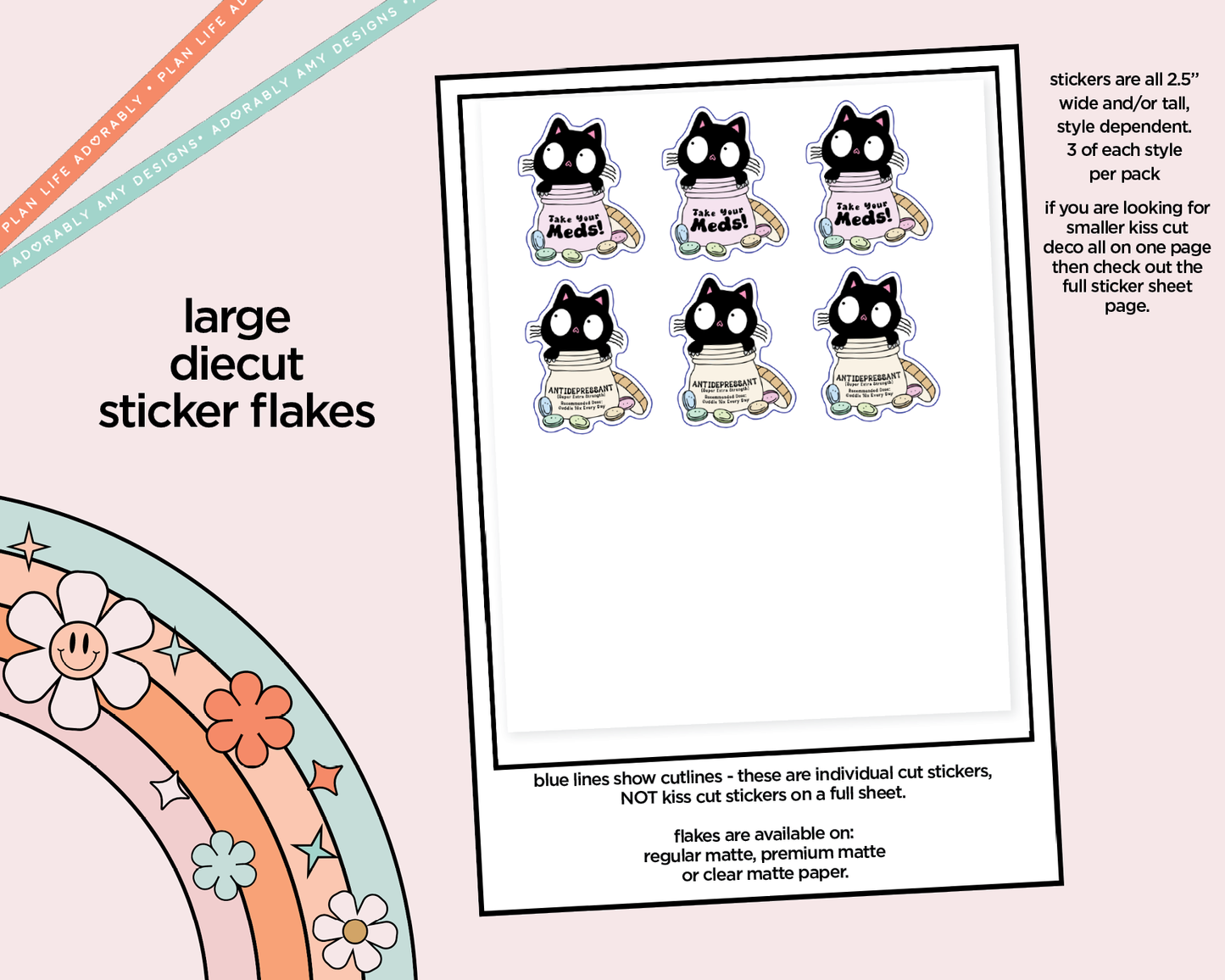 Take Your Meds Typography Sampler Planner Stickers for any Planner or Insert