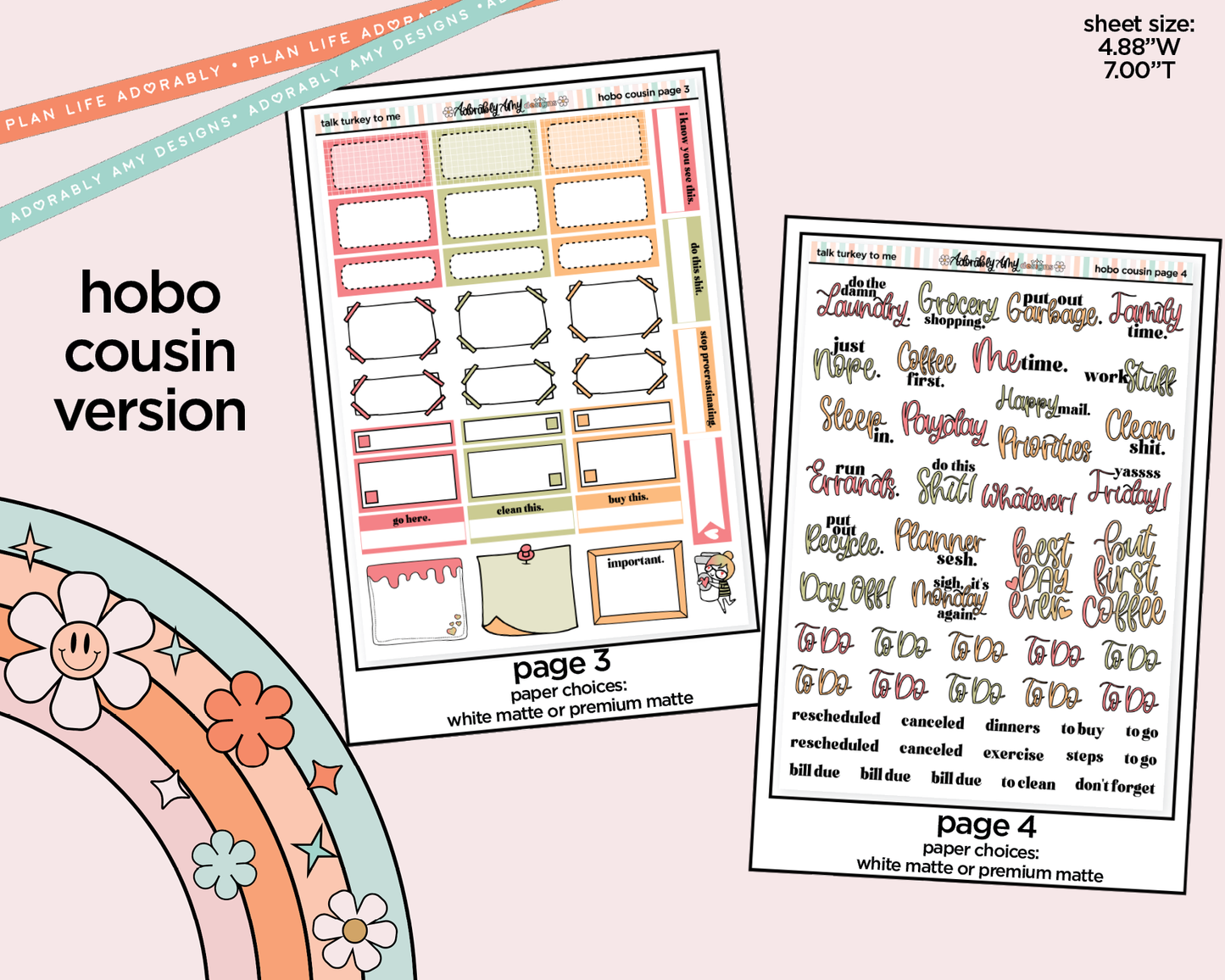 Hobonichi Cousin Weekly Talk Turkey to Me Planner Sticker Kit for Hobo Cousin or Similar Planners