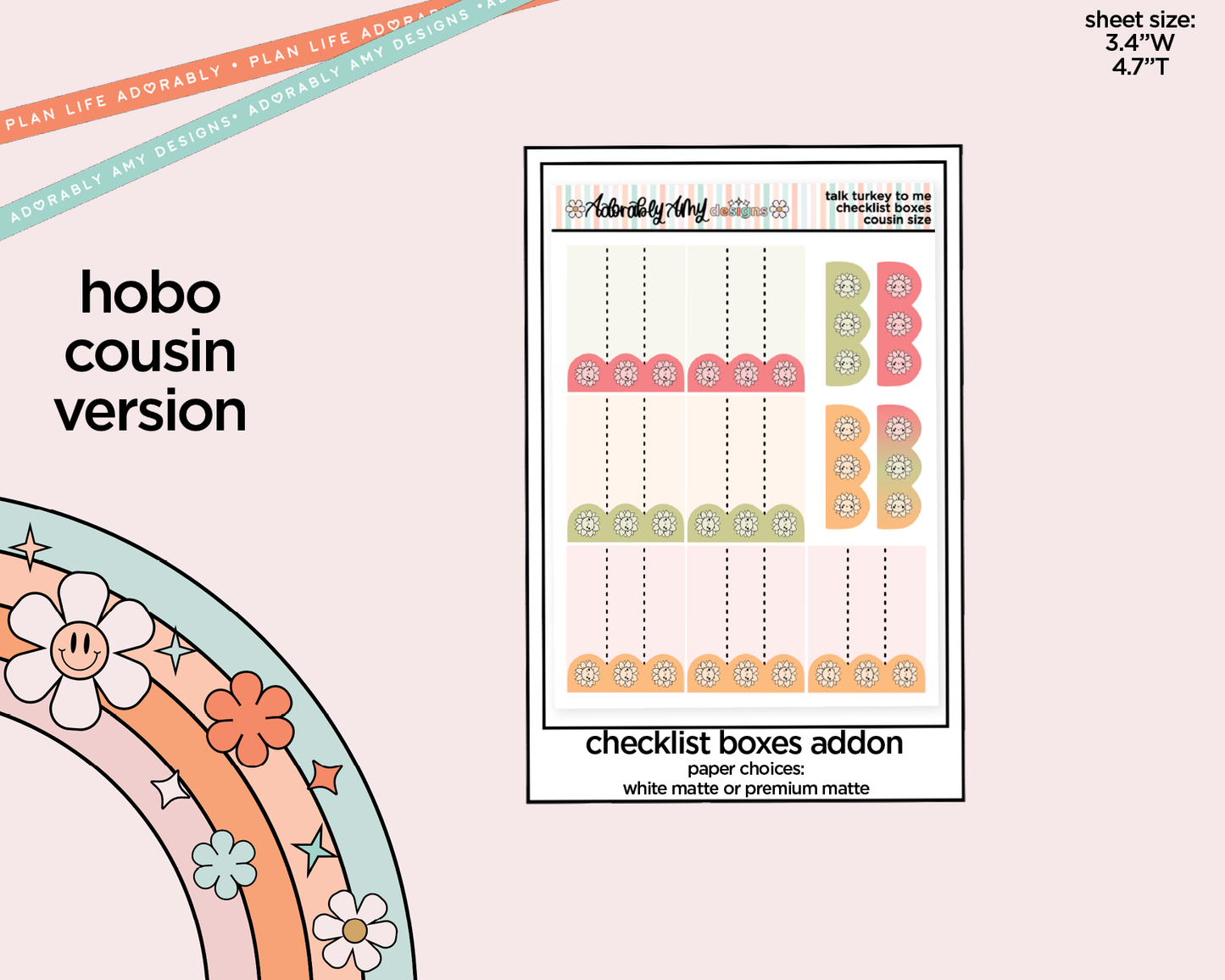 Hobonichi Cousin Weekly Talk Turkey to Me Planner Sticker Kit for Hobo Cousin or Similar Planners