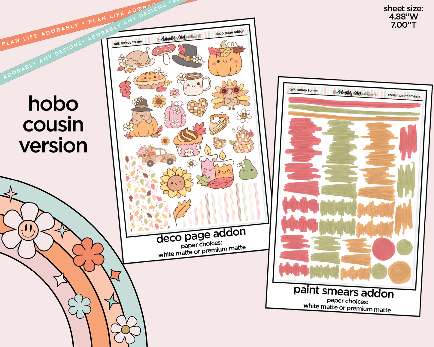 Hobonichi Cousin Weekly Talk Turkey to Me Planner Sticker Kit for Hobo Cousin or Similar Planners