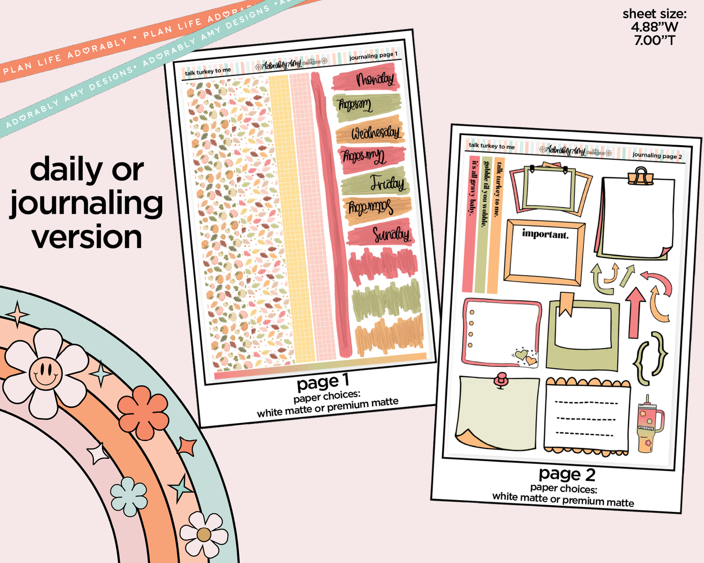 Journaling and Daily Planning Talk Turkey to Me Planner Sticker Kit