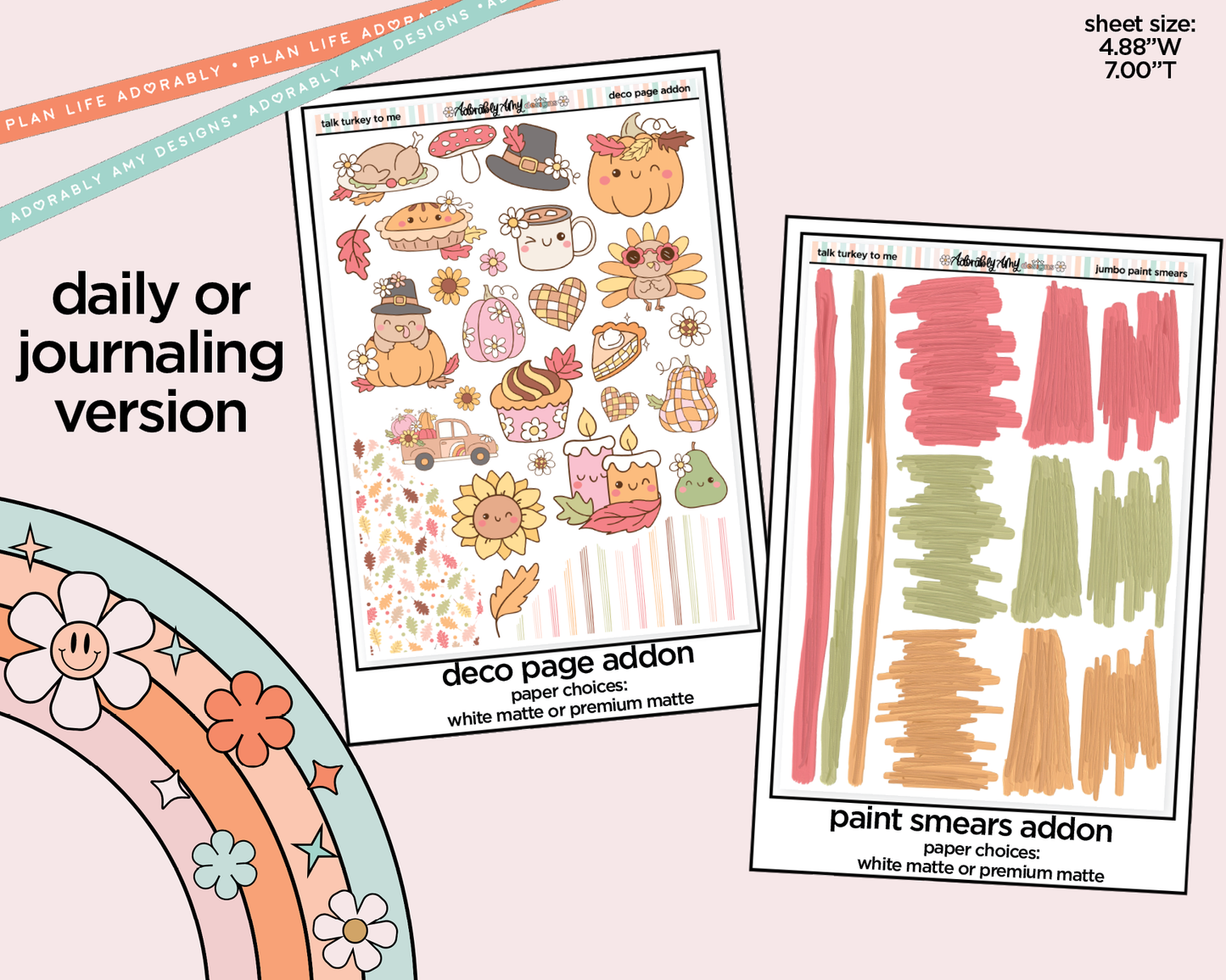 Journaling and Daily Planning Talk Turkey to Me Planner Sticker Kit