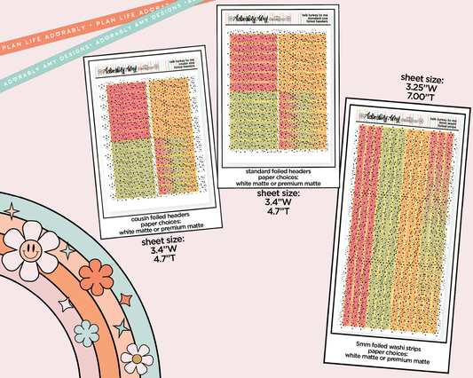 Foiled Talk Turkey to Me Headers or Long Strips Planner Stickers for any Planner or Insert