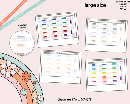 Rainbow Doodled Taped Grid Boxes Large/Jumbo Size Planner Stickers