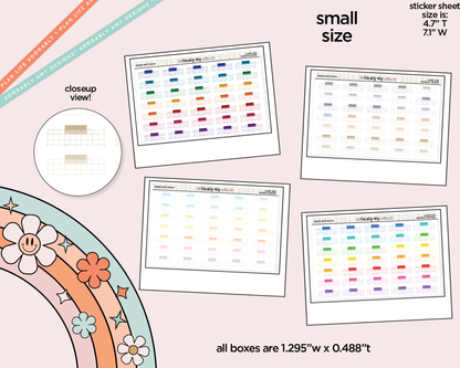 Rainbow Doodled Taped Grid Boxes Small Size Planner Stickers