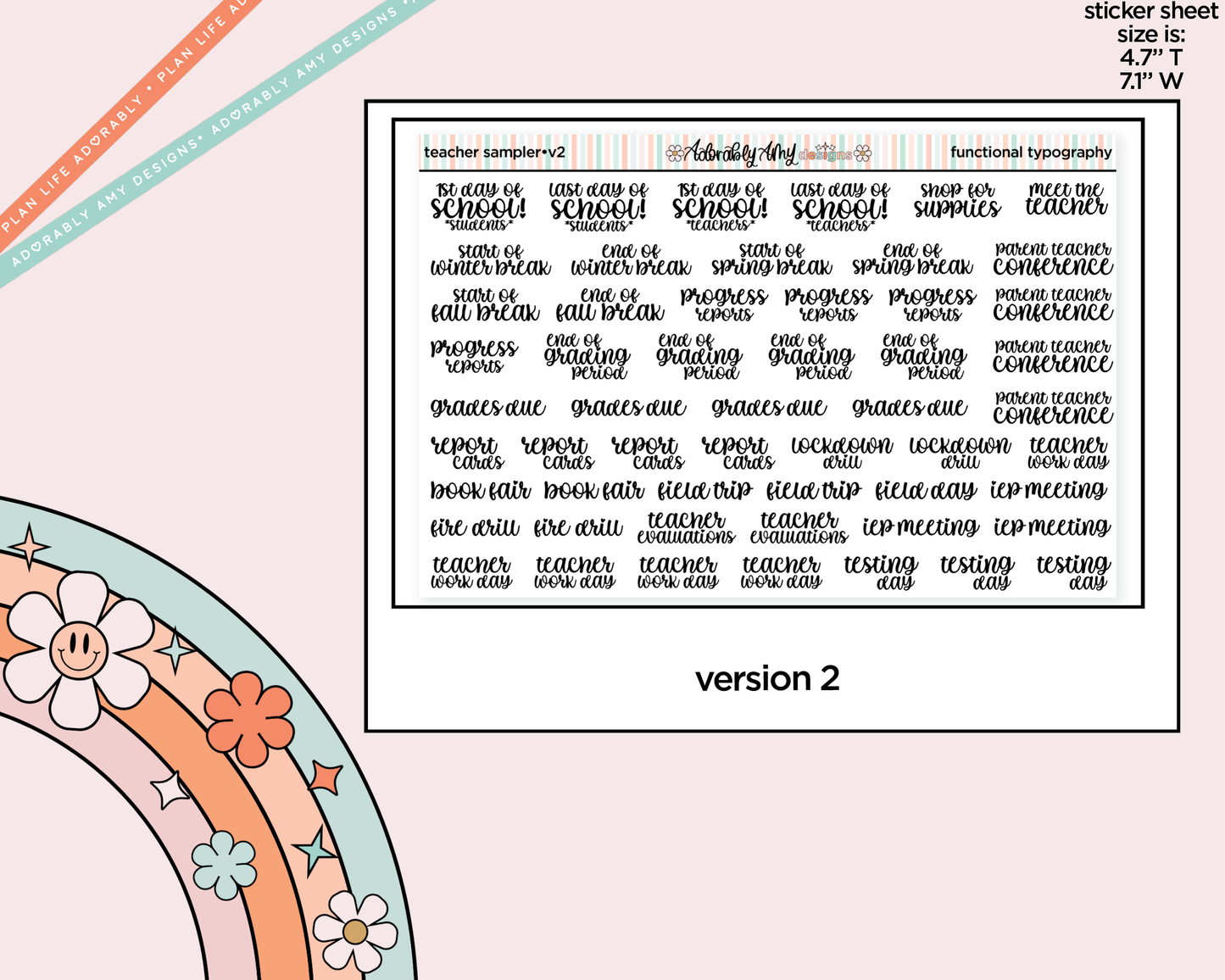 Teacher Sampler 2026 - 2 Versions Typography Planner Stickers
