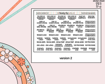 Teacher Sampler 2026 - 2 Versions Typography Planner Stickers