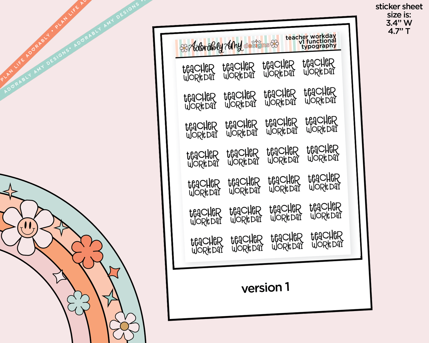 Teacher Workday 2026 - 2 Versions Typography Reminder Planner Stickers