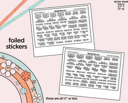 Foiled Teacher Sampler 2026 - 2 Versions Typography Planner Stickers