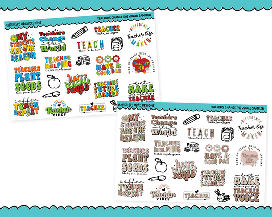Teachers Change the World Doodled Typography Sampler Planner Stickers for any Planner or Insert