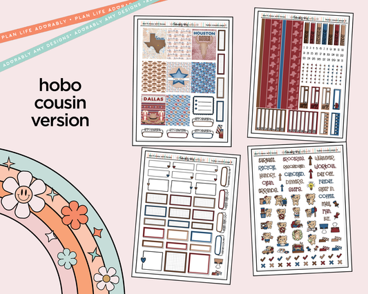 Hobonichi Cousin Weekly States Collection - Don't Mess With Texas Planner Sticker Kit for Hobo Cousin or Similar Planners - Adorably Amy Designs