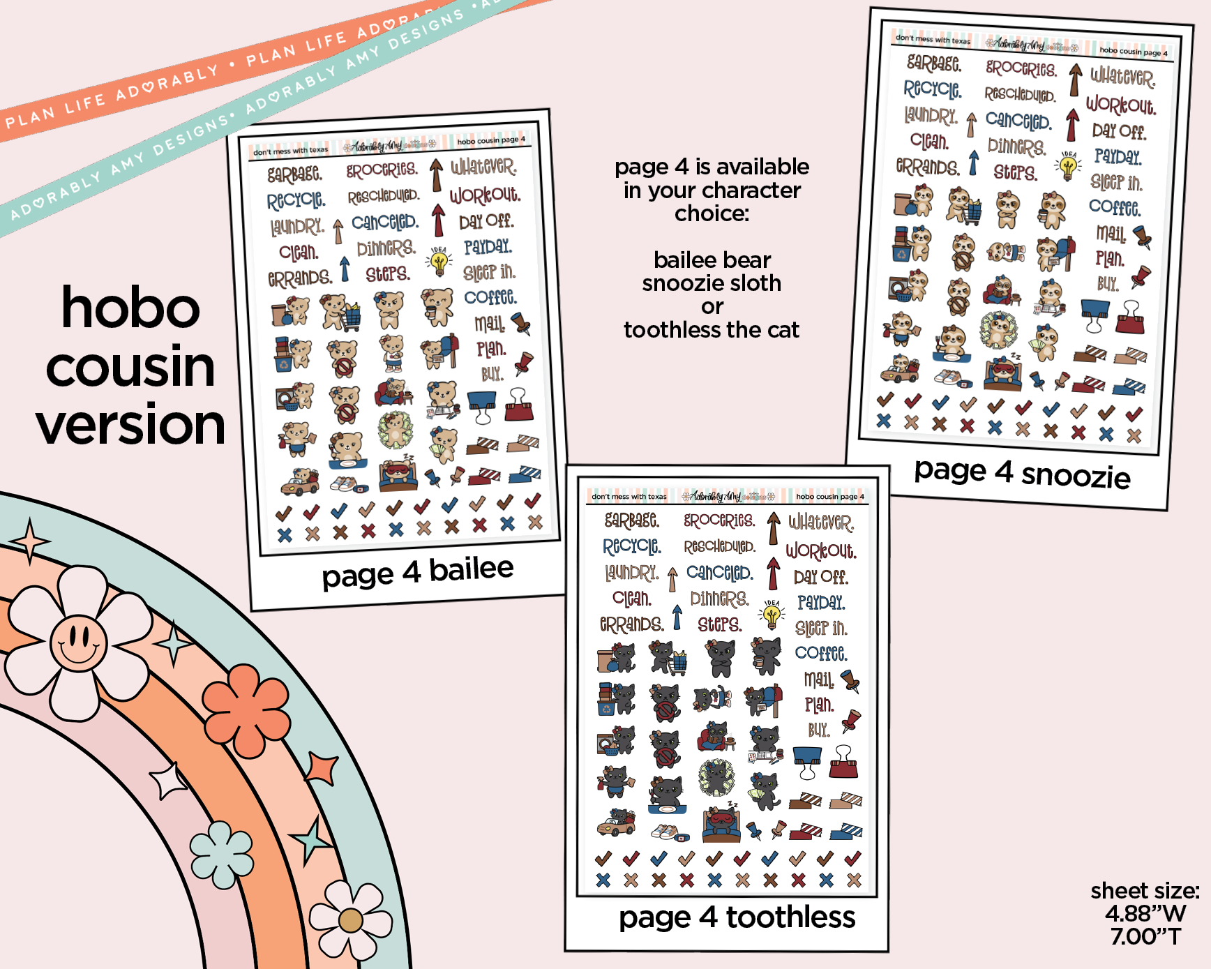 Hobonichi Cousin Weekly States Collection - Don't Mess With Texas Planner Sticker Kit for Hobo Cousin or Similar Planners - Adorably Amy Designs