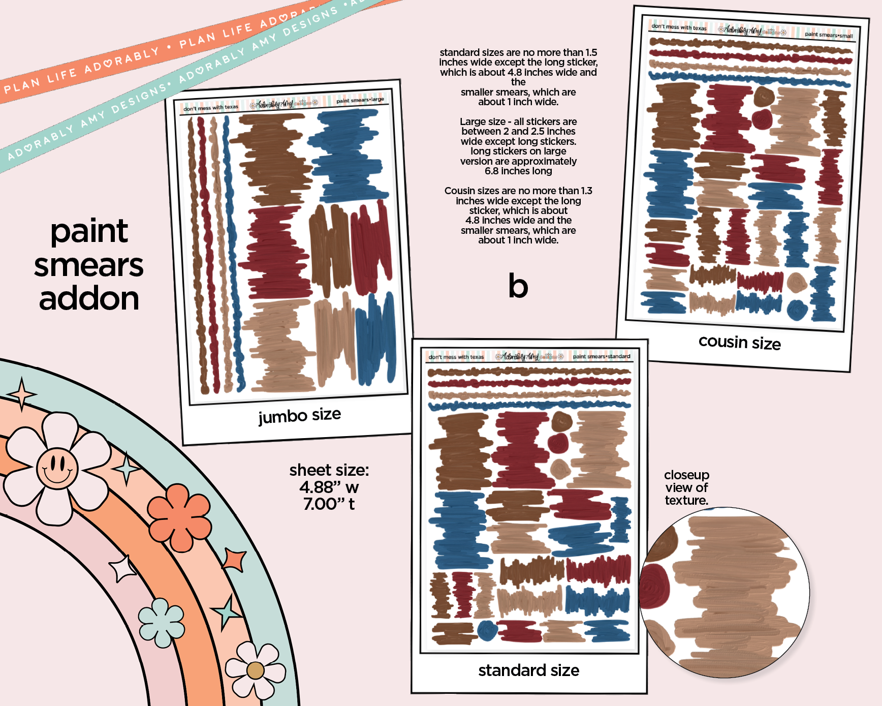States Collection - Don't Mess With Texas Weekly Kit Addons - All Sizes - Strips, Smears and More! - Adorably Amy Designs