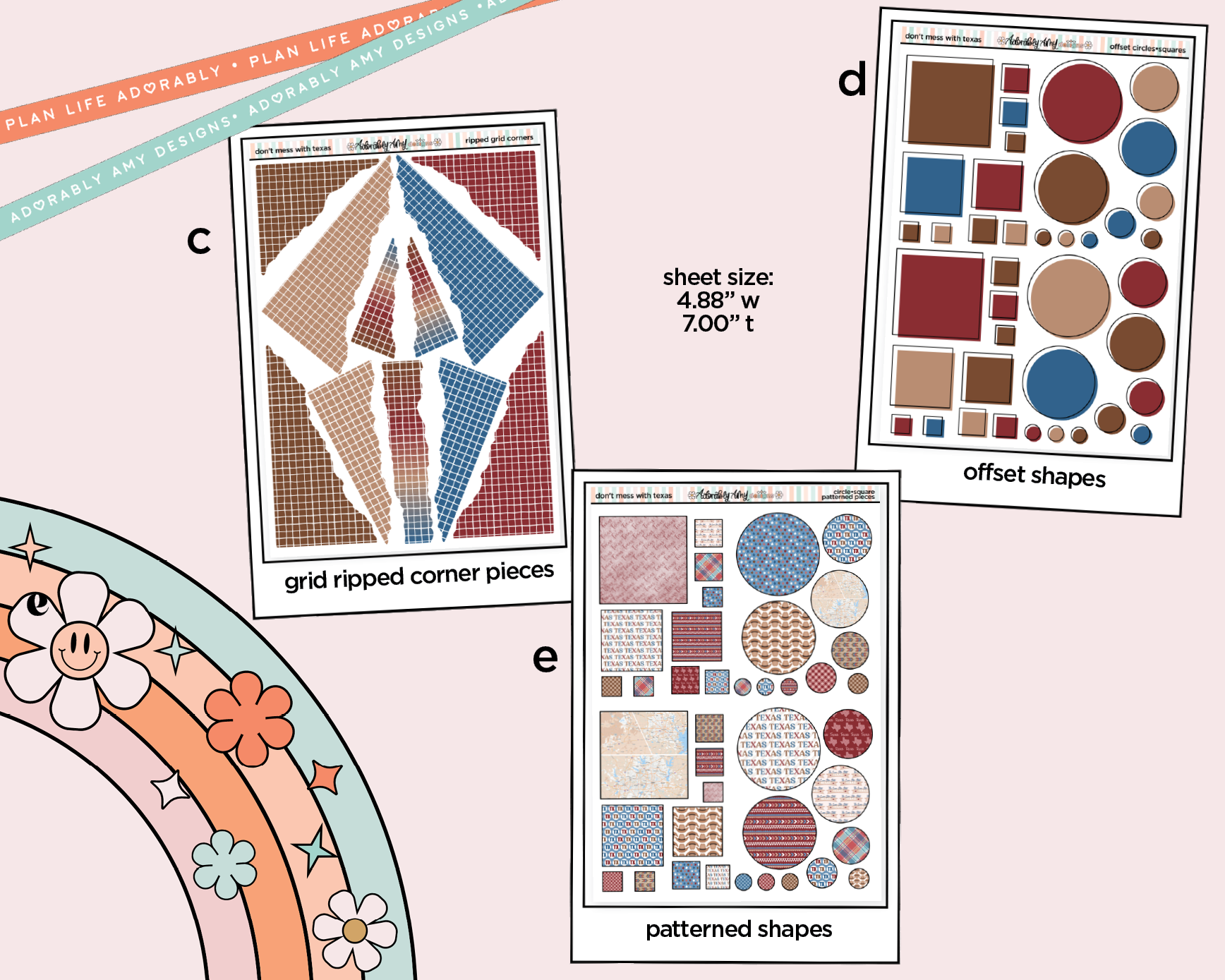 States Collection - Don't Mess With Texas Weekly Kit Addons - All Sizes - Strips, Smears and More! - Adorably Amy Designs