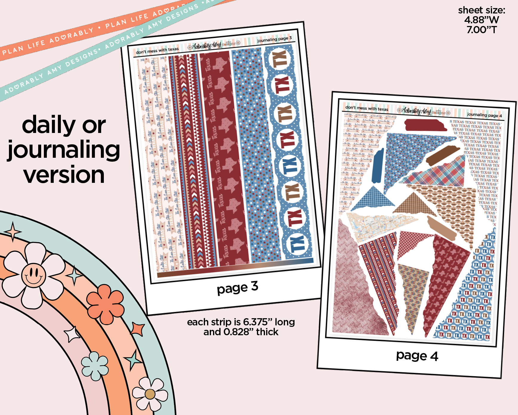 Journaling and Daily Planning States Collection - Don't Mess With Texas Planner Sticker Kit - Adorably Amy Designs