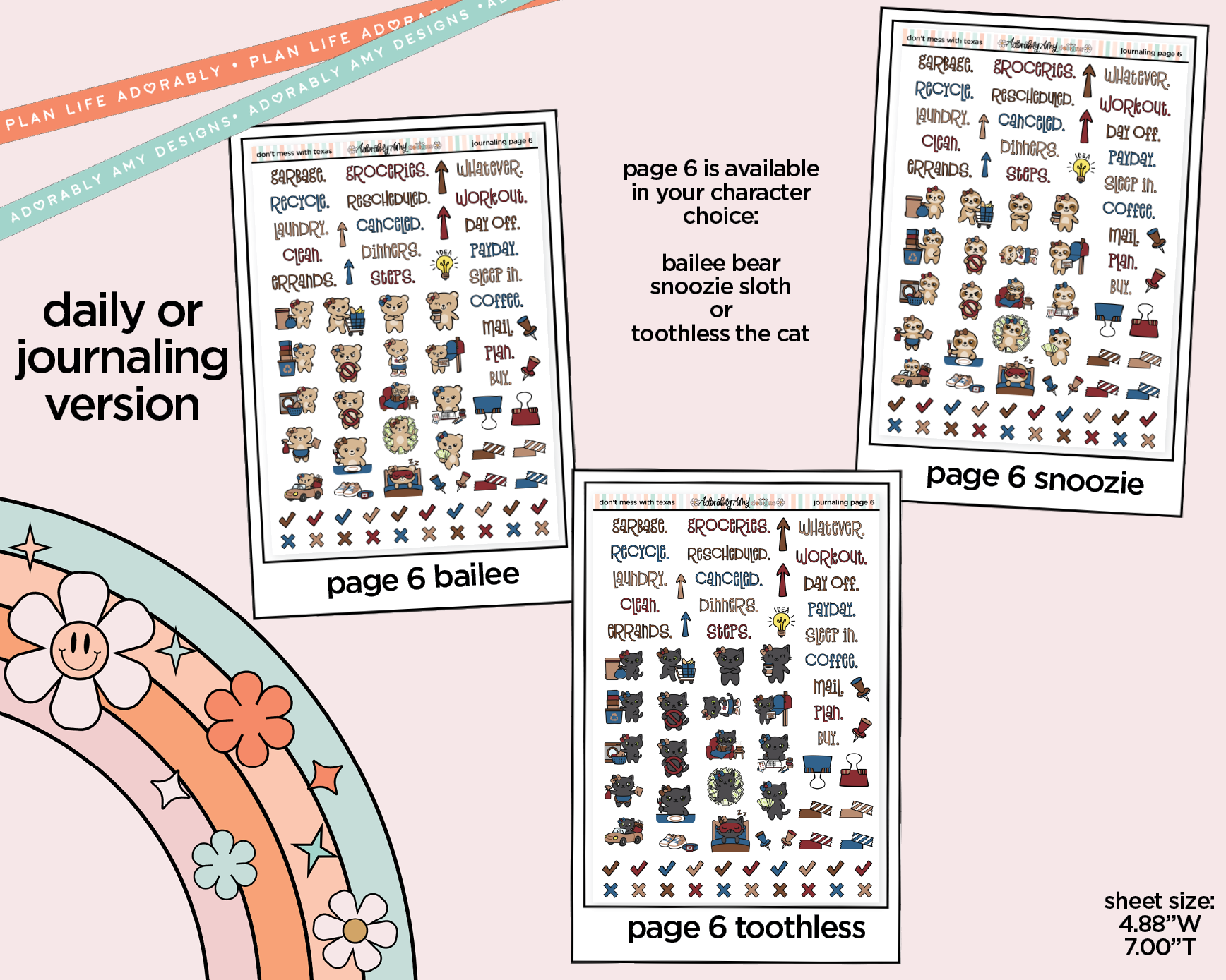 Journaling and Daily Planning States Collection - Don't Mess With Texas Planner Sticker Kit - Adorably Amy Designs