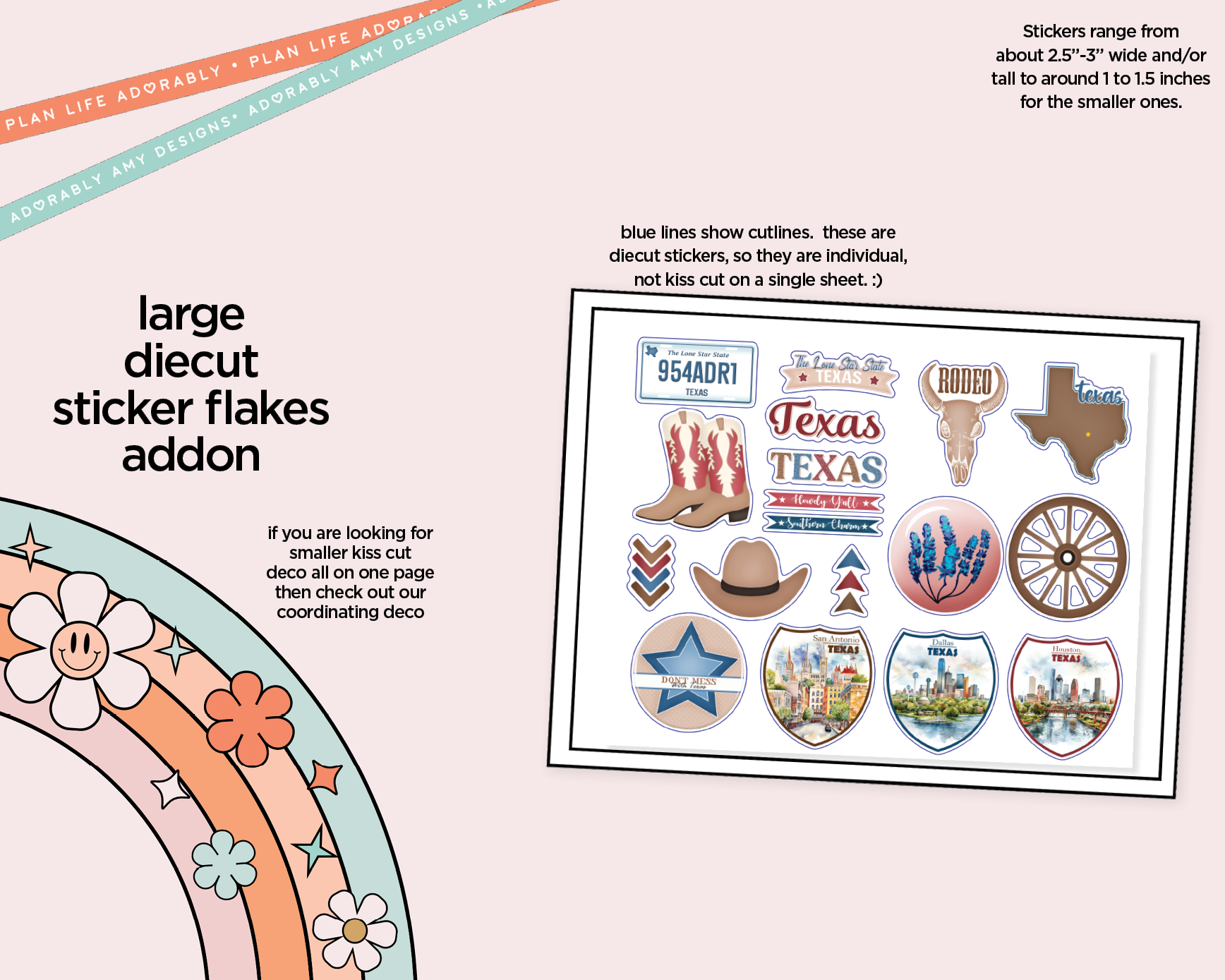 Journaling and Daily Planning States Collection - Don't Mess With Texas Planner Sticker Kit - Adorably Amy Designs