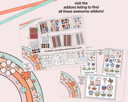 Hobonichi Cousin Weekly States Collection - Don't Mess With Texas Planner Sticker Kit for Hobo Cousin or Similar Planners - Adorably Amy Designs