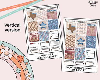 Vertical States Collection - Don't Mess With Texas Sticker Kit for Vertical Standard Size Planners or Insert - Adorably Amy Designs