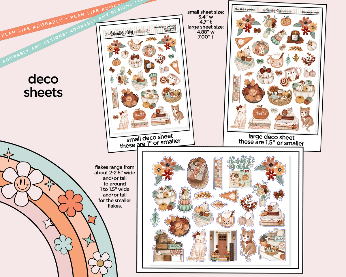 Thankful & Grateful Weekly Kit Deco Pages - All Sizes - Adorably Amy Designs