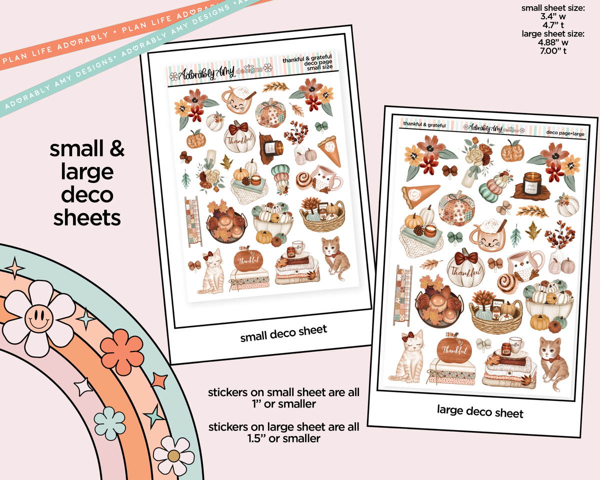 Thankful & Grateful Weekly Kit Deco Pages - All Sizes - Adorably Amy Designs