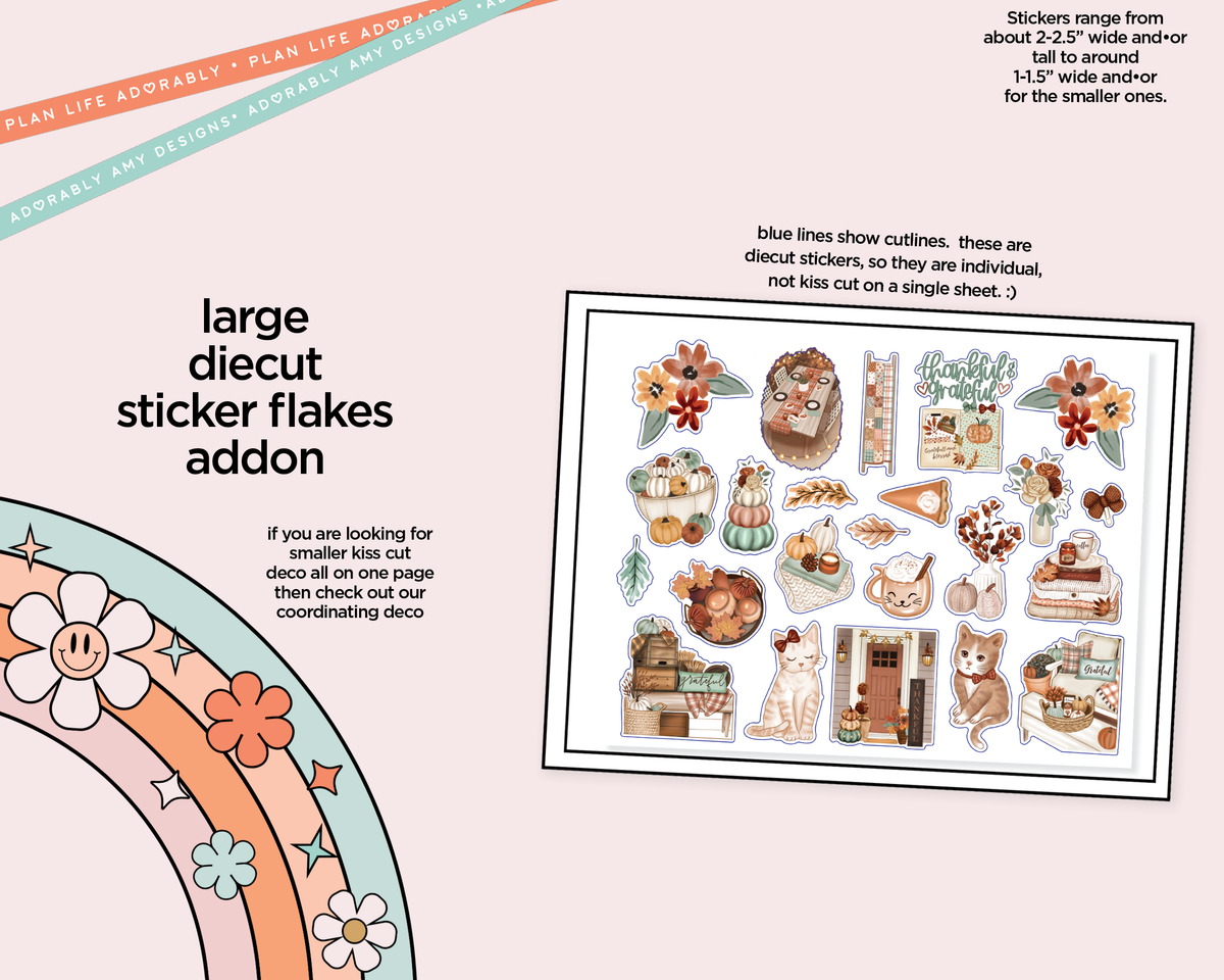 Journaling and Daily Planning Thankful & Grateful Planner Sticker Kit - Adorably Amy Designs