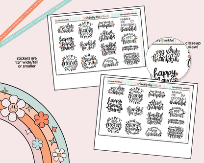 So Very Thankful Typography Sampler Planner Stickers - Adorably Amy Designs