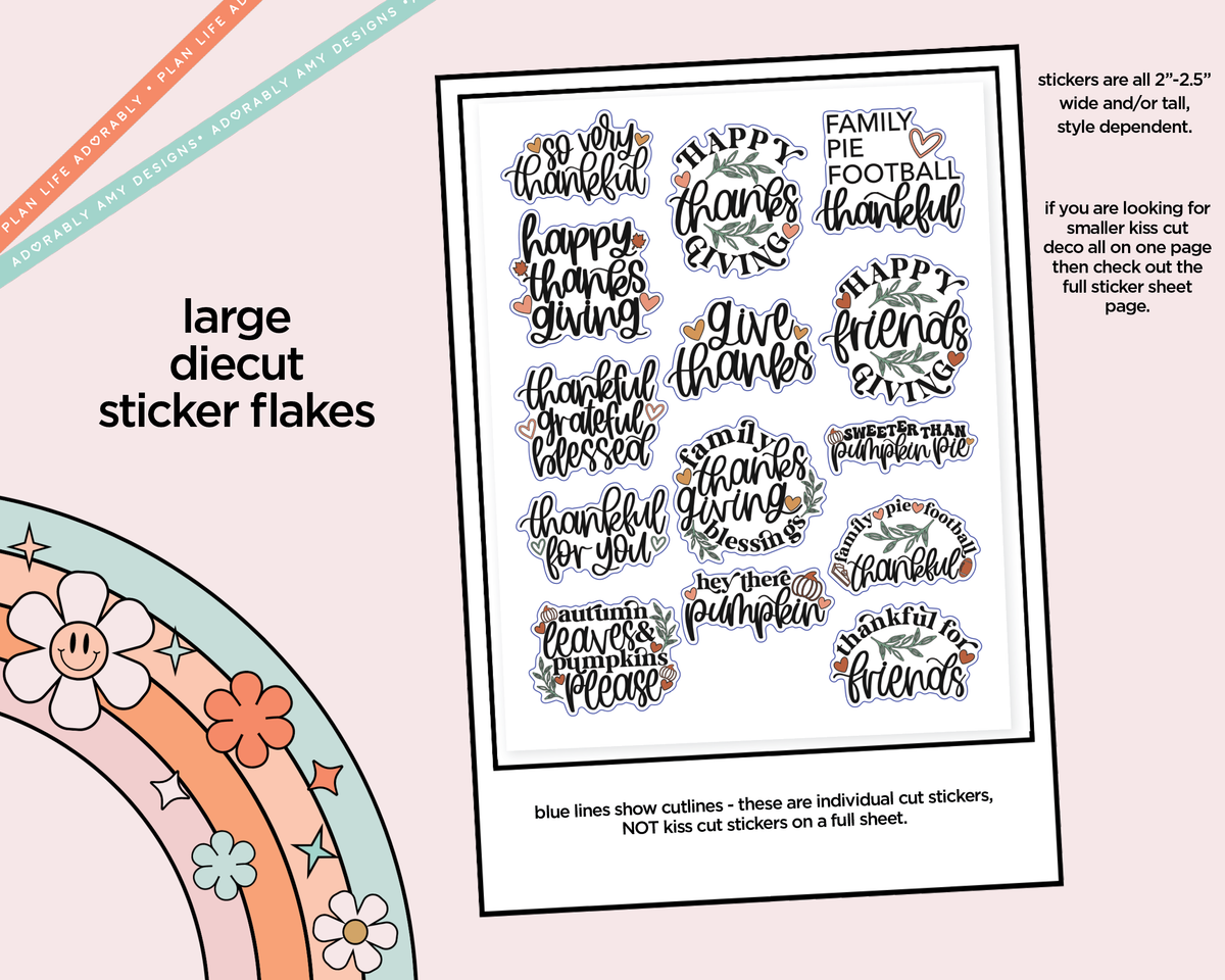 So Very Thankful Typography Sampler Planner Stickers - Adorably Amy Designs