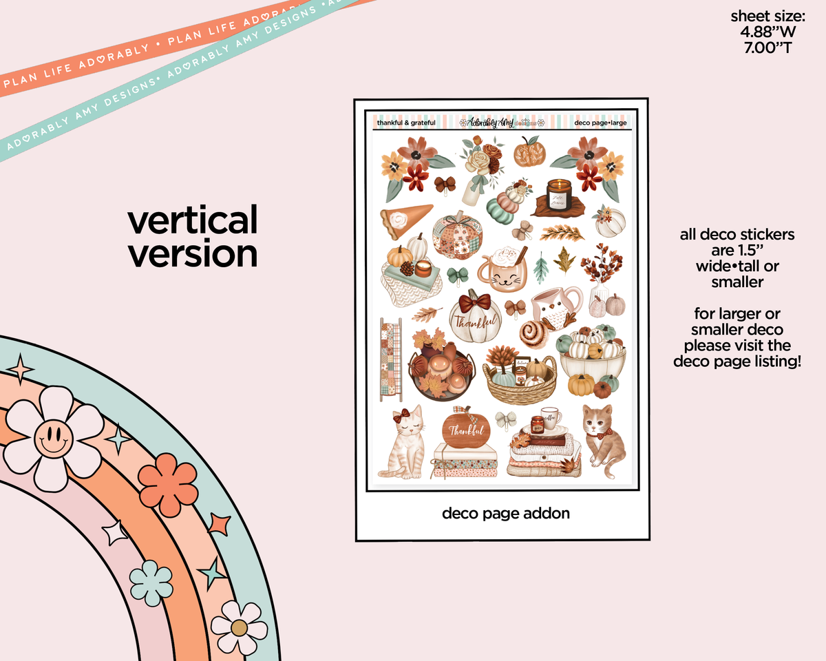 Vertical Thankful & Grateful Collection Kit for Vertical Standard Size Planners or Insert - Adorably Amy Designs