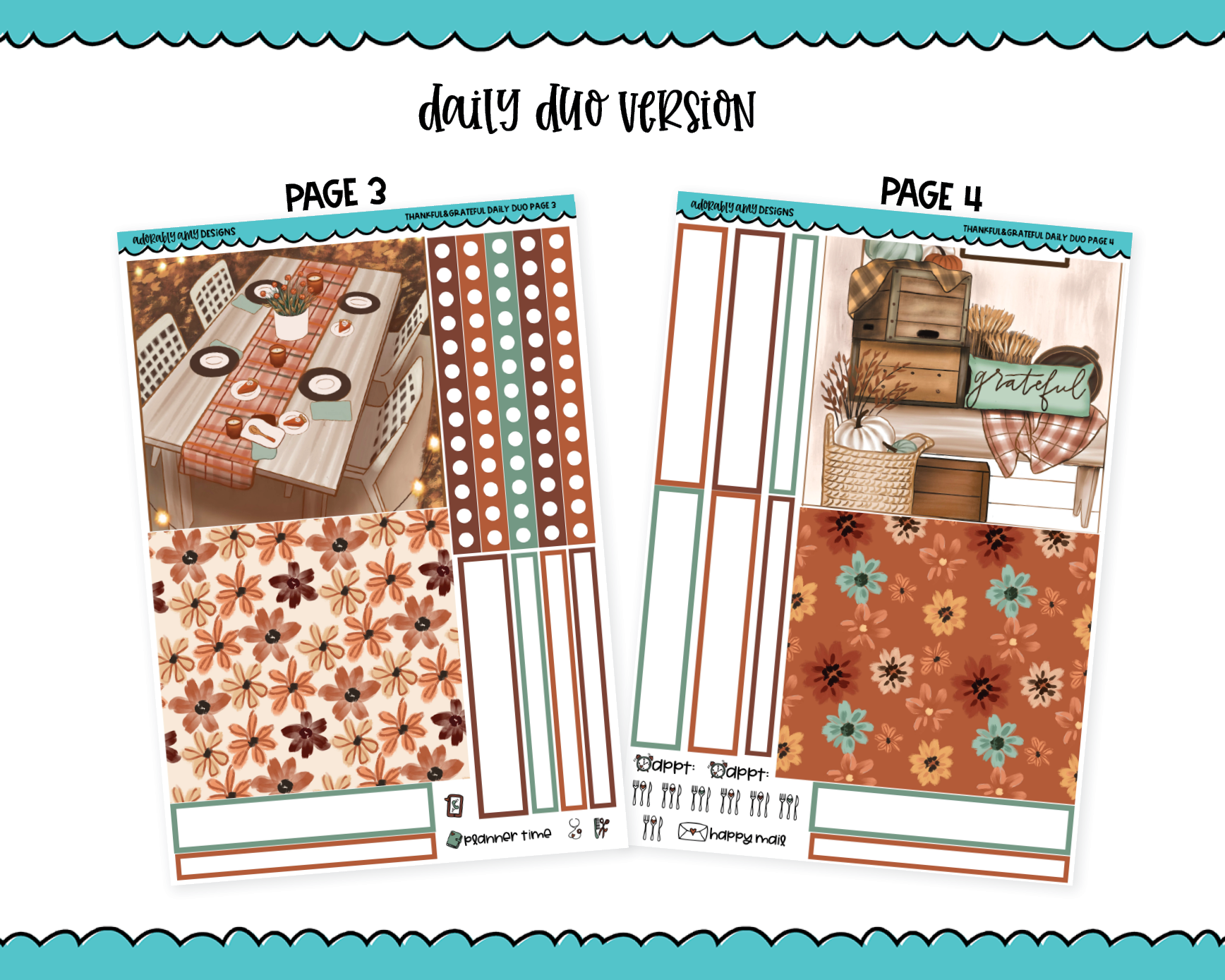 Journaling Kit Thankful Neutral Thanksgiving Day Planner Sticker Kit i –  Adorably Amy Designs