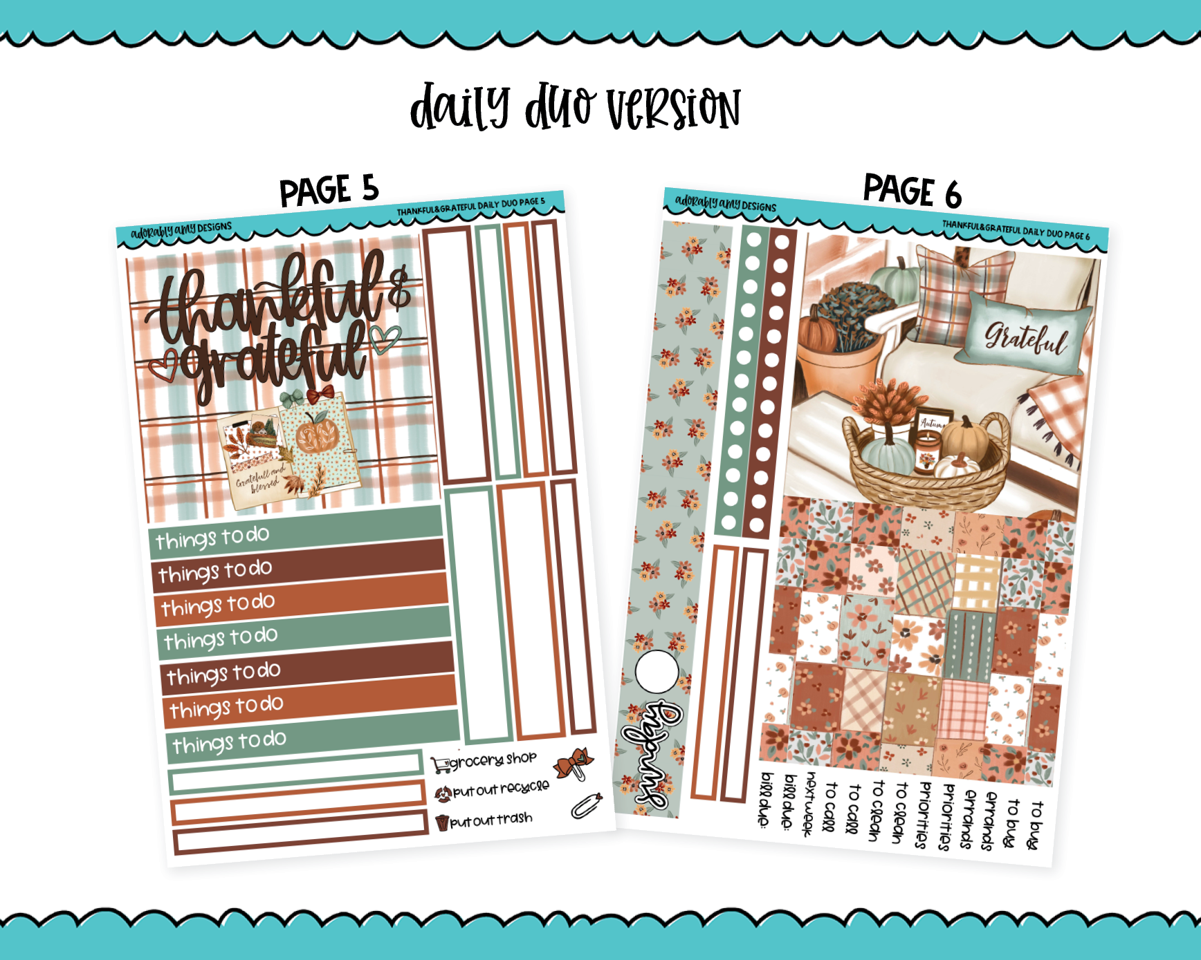 Journaling Kit Thankful Neutral Thanksgiving Day Planner Sticker Kit i –  Adorably Amy Designs