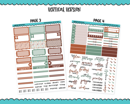 Vertical Thankful & Grateful Thanksgiving Fall Themed Planner Sticker Kit for Vertical Standard Size Planners or Inserts