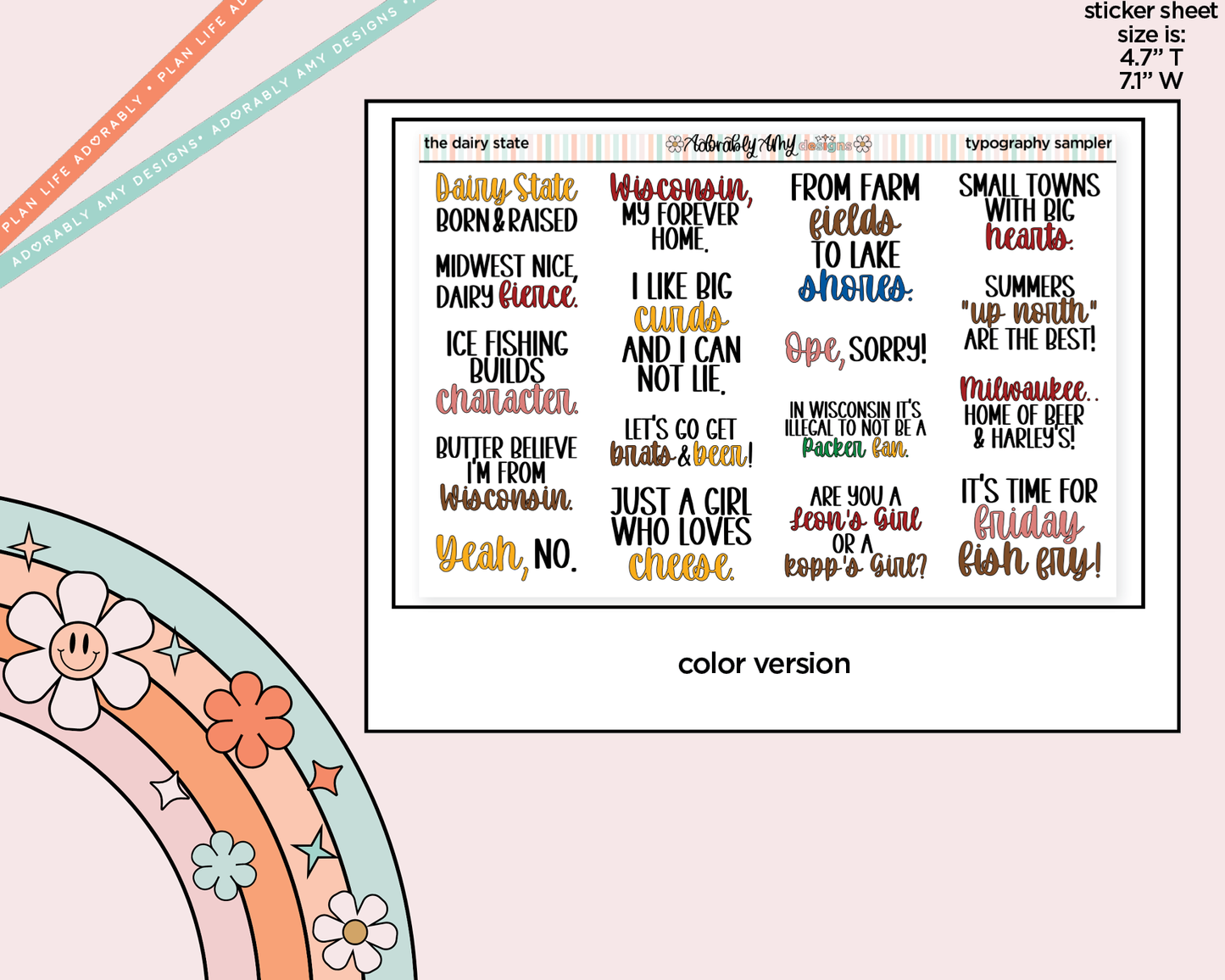 The Dairy State Deco Typography Sampler Planner Stickers
