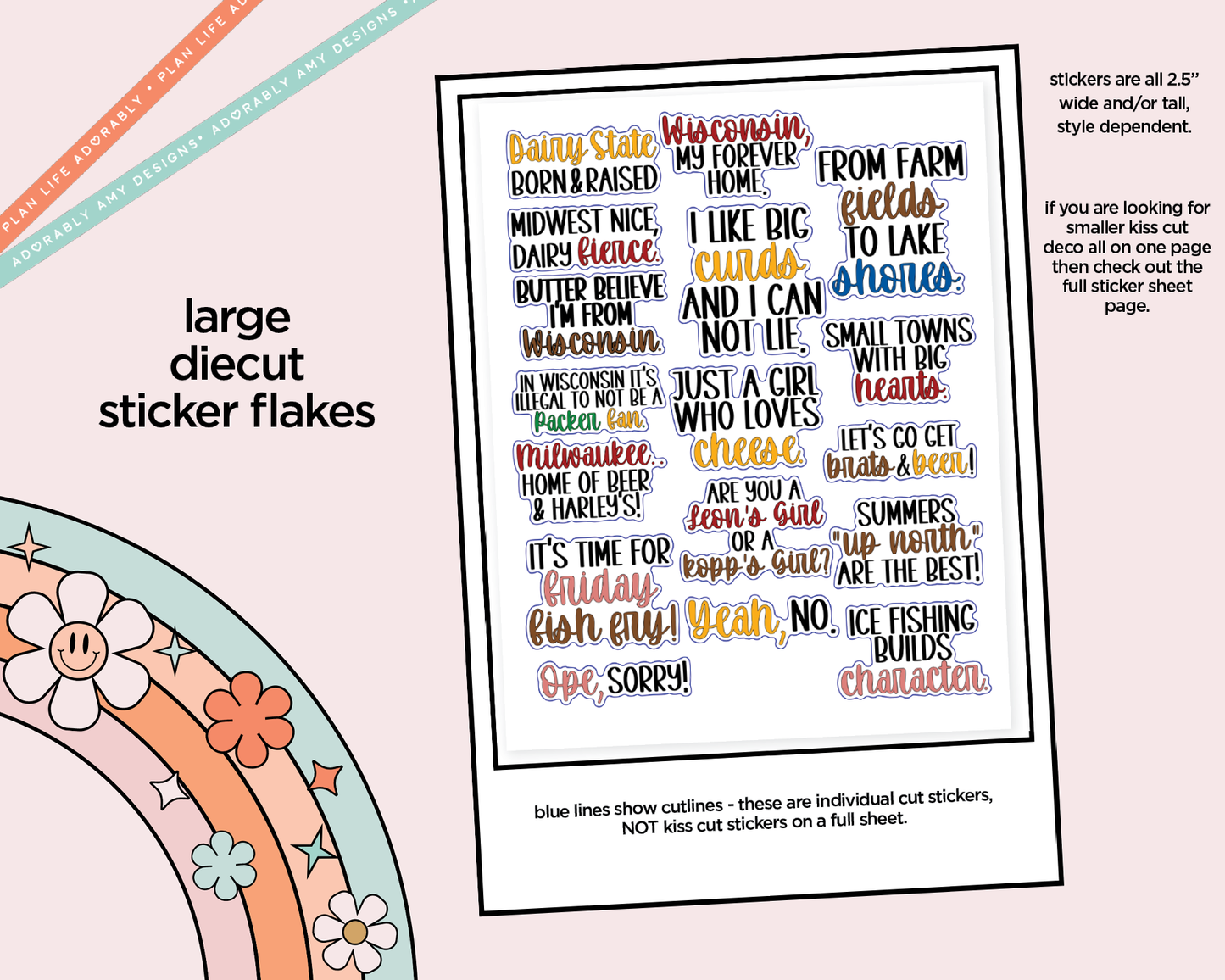 The Dairy State Deco Typography Sampler Planner Stickers
