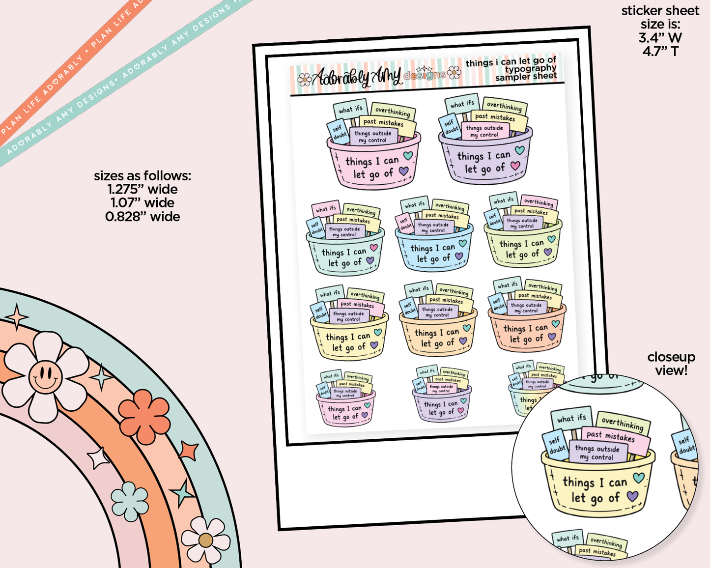 Things I Can Let Go Of Typography Sampler Planner Stickers