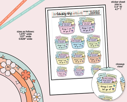 Things I Can Let Go Of Typography Sampler Planner Stickers