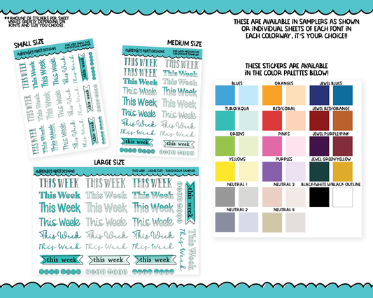 Rainbow or Black This Week Reminder Stickers - 8 Fonts -  Planner Stickers for any Planner or Insert