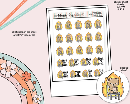 Bailee Bear This is Fine Decoration Character Planner Stickers