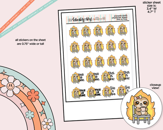 Snoozie Sloth This is Fine Decoration Character Planner Stickers