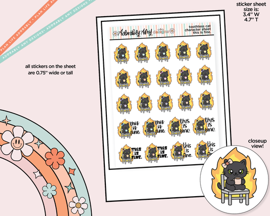 Toothless Cat This is Fine Decoration Character Planner Stickers