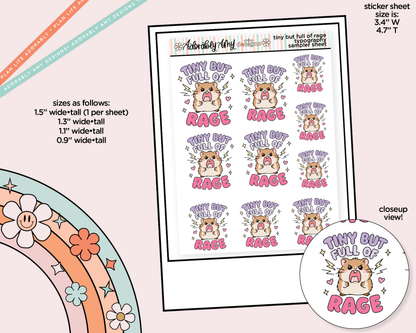 Tiny But Full of Rage Typography Sampler Planner Stickers