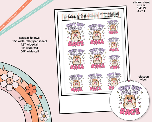 Tiny But Full of Rage Typography Sampler Planner Stickers - Adorably Amy Designs