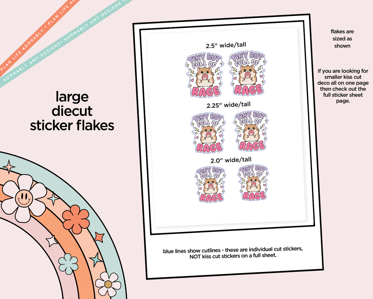 Tiny But Full of Rage Typography Sampler Planner Stickers